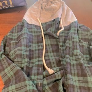 Green hooded flannel